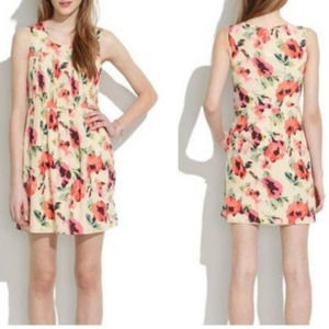 Madewell Tea Rose Sleeveless Floral Silk Dress